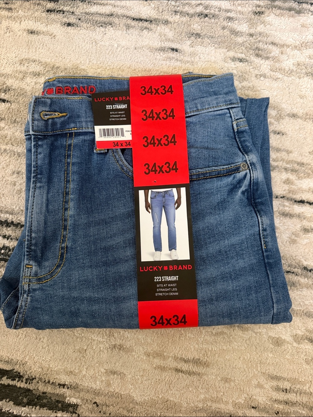 Lucky Brand 223 Men’s Jeans Straight Leg Stretch Denim Jeans Blue 34x34